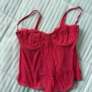 Urban Outfitters Pink Lace Bustier Top
